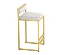 Bar Stool 1PC Counter Velvet Kitchen Stools Gold Metal Base, Seat Height 60 cm, Maximum Load-Bearing Capacity 150kg (White Height:65cm)