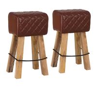 Bar Stool 2 pcs 44 x 33 x 74 cm Real Leather Bar Stools Breakfast Kitchen vidaX