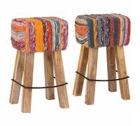 Bar Stool 2 pcs 44 x 33 x 74 cm Real Leather Bar Stools Breakfast Kitchen vidaX