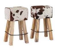 Bar Stool 2 pcs 44 x 33 x 74 cm Real Leather Bar Stools Breakfast Kitchen vidaX