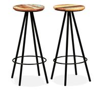 Bar Stool 2 pcs Brown & Black 30x73 cm Rough Mango Wood Vintage Seat Iron Base