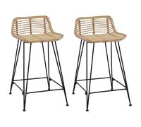 Bar Stool 2 pcs Rattan and Steel Modern Seating Home Furniture Dining vidaXL
