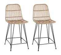Bar Stool 2 pcs Rattan and Steel Modern Seating Kitchen Indoor Chair vidaXL