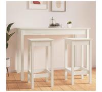Bar Stool 2pc White Solid Pine Wood 40x40x78cm Backless Kitchen Counters