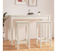 Bar Stool 2pc White Solid Pinewood 40x40x78 cm Rustic Unfinished Backless Seat