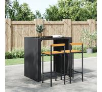 Bar Stool 2pcs Black PE Rattan Powder-Coated Steel Acacia Seat 40x44x86cm 78cm
