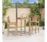Bar Stool 2pcs Natural Bamboo 53x45x102cm High Back 70cm Seat Height Durable Set