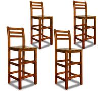 Bar Stool 4Pcs Acacia Wood with Backrest