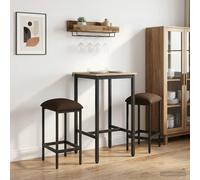 Bar Stool Adjustable Feet 40 x 32 x 64 cm Brown Engineered Wood Set of 2