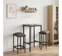 Bar Stool Adjustable Feet 40 x 32 x 64 cm Light Grey Engineered Wood Set of 2