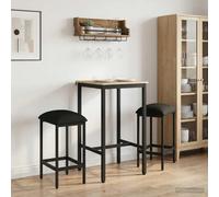 Bar Stool Adjustable Feet 40 x 32 x 74 cm Black Engineered Wood Set of 2