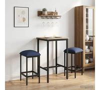 Bar Stool Adjustable Feet 40 x 32 x 74 cm Blue Engineered Wood Set of 2