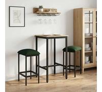Bar Stool Adjustable Feet 40 x 32 x 74 cm Dark Green Engineered Wood Set of 2