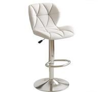 Bar stool, adjustable swivel stool made of PU leather, modern counter stool with backrest and footrest, bar stool at counter height for bar, kitchen and dining room, white, A