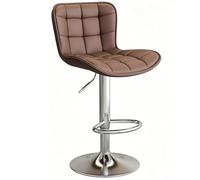 Bar stool, adjustable swivel stool made of PU leather, modern counter stool with backrest and footrest, bar stool at counter height for bar, kitchen, dining room, brown, A