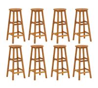 vidaXL 8x Solid Wood Acacia Bar Stools Kitchen Wooden Bistro Chair Pub Stool