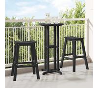 Bar Stool Black 73.5cm Seat HDPE Outdoor 52x43cm Modern 2pcs Garden Terrace Set
