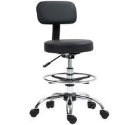 Bar Stool Black Faux Leather Adjustable 52x52x78-92cm Steel Frame Swivel Foam360