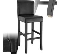 Tectake Bar Stool - Padded Backrest, Synthetic Leather, With Footrests - Black