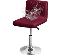 Bar Stool Chair Cover with Backrest Waterproof PU Leather Bar Stool Cover Removable Washable for Kitchen Dinning Chair Counter Short Back Swivel Chair Protector (Grey,Set of 4)-Burgundy-1 piece