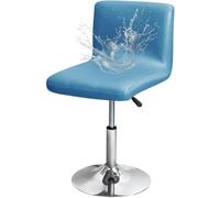 Bar Stool Chair Cover with Backrest Waterproof PU Leather Bar Stool Cover Removable Washable for Kitchen Dinning Chair Counter Short Back Swivel Chair Protector (Grey,Set of 4)-Light Blue-1 piece