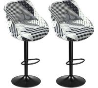 Bar Stool Cover With Backrest, Set Of 2, Stretchable Curved Cover, High Stools For Kitchen Dining Room (H18, 2Pc)