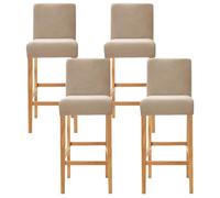 Bar Stool Covers with Back Velvet Barstool Slipcovers Stretch Counter Pub Chair Cover Washable Protector for Kitchen Dining Room Set of 4 Camel
