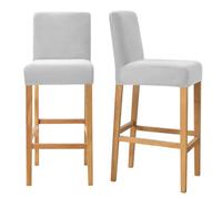 Bar Stool Covers with Back Velvet Barstool Slipcovers Stretch Counter Pub Chair Cover Washable Protector for Kitchen Dining Room Set of 2 Light Gray