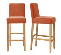 Bar Stool Covers with Back Velvet Barstool Slipcovers Stretch Counter Pub Chair Cover Washable Protector for Kitchen Dining Room Set of 2 Dark Orange