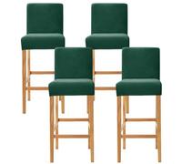 Bar Stool Covers with Back Velvet Barstool Slipcovers Stretch Counter Pub Chair Cover Washable Protector for Kitchen Dining Room Set of 4 Dark Green
