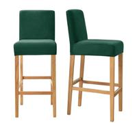 Bar Stool Covers with Back Velvet Barstool Slipcovers Stretch Counter Pub Chair Cover Washable Protector for Kitchen Dining Room Set of 2 Dark Green