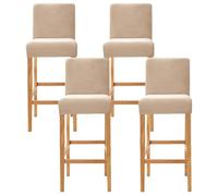 Bar Stool Covers with Back Velvet Barstool Slipcovers Stretch Counter Pub Chair Cover Washable Protector for Kitchen Dining Room Set of 4 Beige-Gray