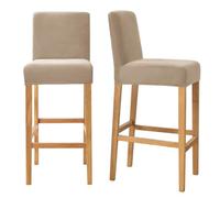 Bar Stool Covers with Back Velvet Barstool Slipcovers Stretch Counter Pub Chair Cover Washable Protector for Kitchen Dining Room Set of 2 Camel