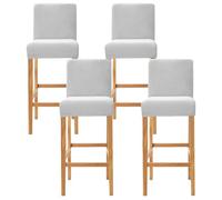 Bar Stool Covers with Back Velvet Barstool Slipcovers Stretch Counter Pub Chair Cover Washable Protector for Kitchen Dining Room Set of 4 Light Gray