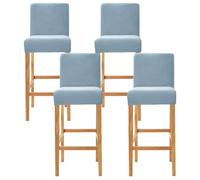 Bar Stool Covers with Back Velvet Barstool Slipcovers Stretch Counter Pub Chair Cover Washable Protector for Kitchen Dining Room Set of 4 Sky Blue