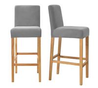 Bar Stool Covers with Back Velvet Barstool Slipcovers Stretch Counter Pub Chair Cover Washable Protector for Kitchen Dining Room Set of 2 Gray