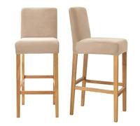 Bar Stool Covers with Back Velvet Barstool Slipcovers Stretch Counter Pub Chair Cover Washable Protector for Kitchen Dining Room Set of 2 Beige-Gray