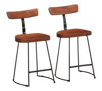 Bar Stool Dark Brown & Black 49x43x79cm Solid Mango Wood & Powder-Coated Iron 2x