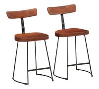 Bar Stool Dark Brown/Black Solid Mango Wood & Iron 49x43x79cm 2pcs Backrest Seat