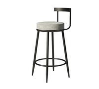 Bar Stool Fabric Upholstered Seat with Backrest & Footrest Metal Legs Kitchen Breakfast Barstool for Pub Café Office Lounge and Home Max. Load 200kg