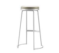 Bar Stool, High Chair, PU Leather, Sponge Cushion, Metal Frame, 45/65/75cm Sitting Height, Easy to Assemble, Rustic and Retro (White,65cm)
