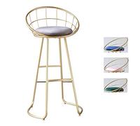 Bar Stool Metal Height Footrest Creative Bar Stools Upholstered Footrest Wrought Iron Gold Casual High Chair Breakfast Counter Kitchen Cafe Home Barstools Comfortable Flannel Cushion, 4 Colors