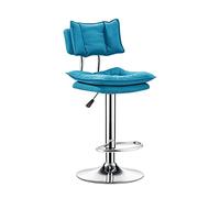 Bar Stool, Modern PU Leather Reception Chair, Kitchen Counter Stools Dining Chairs, Height Adjustable and 360° Swivel, Suitable for bar, Home, offce, Cafe Blue,L