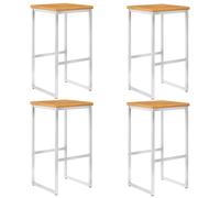 Bar Stool Set 4 Teak-Look Solid Acacia Wood 40x40x75cm Stainless Steel PatioSet