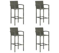 Bar Stool Set Grey PE Rattan Powder-Coated Steel 52x56x118cm Seat 80cm 2pcs Set