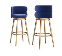 Bar Stool Set of 1, Swivel Velvet Backrest Modern Barstool with Wide Cushion Metal Leg for Kitchen Island, Seat Height 65cm