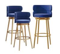 Bar Stool Set of 1, Swivel Velvet Backrest Modern Barstool with Wide Cushion Metal Leg for Kitchen Island, Seat Height 65cm