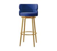 Bar Stool Set of 1, Swivel Velvet Backrest Modern Barstool with Wide Cushion Metal Leg for Kitchen Island, Seat Height 65cm