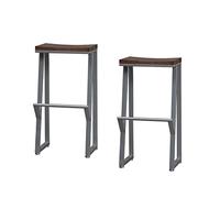 Bar Stool Set of 2, Armless Kitchen Chair with Padded Seat and Metal Base for Dining and Lounge