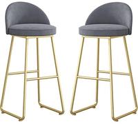 Bar Stool Set of 2, Bar Stools for Kitchen Counter, 25.6/30in Height Bar Chairs with Back Wrought Iron Tall Barstools Velvet Kitchen Island Stools, 300 LBS Bear Capacity lofty ambition (Grey 75cm)